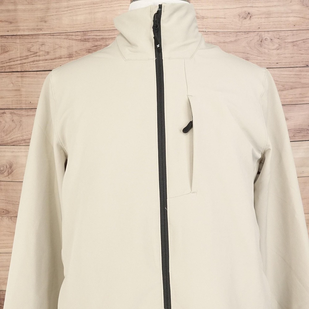 32 Degrees Softshell Jacket Mens M Beige Full Zip Heat Lined Pockets Active